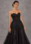 Preview: Schwarzes Spitzenkleid mit Carmen-Ausschnitt und langen Ärmeln